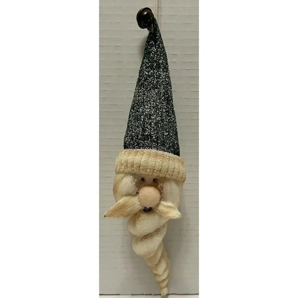 Santa Christmas With Green Hat, Snow &‎ Twisted Long Beard Ornament 11.5” L
